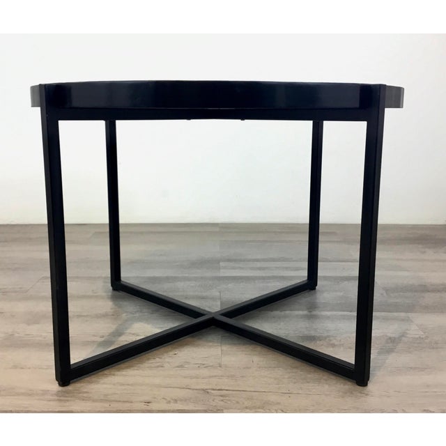 Industrial Modern Cross Cut Oak and Black Metal End Table ...