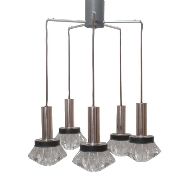 Vintage Cascade Lamp in Chrome and Glass, 1970 For Sale