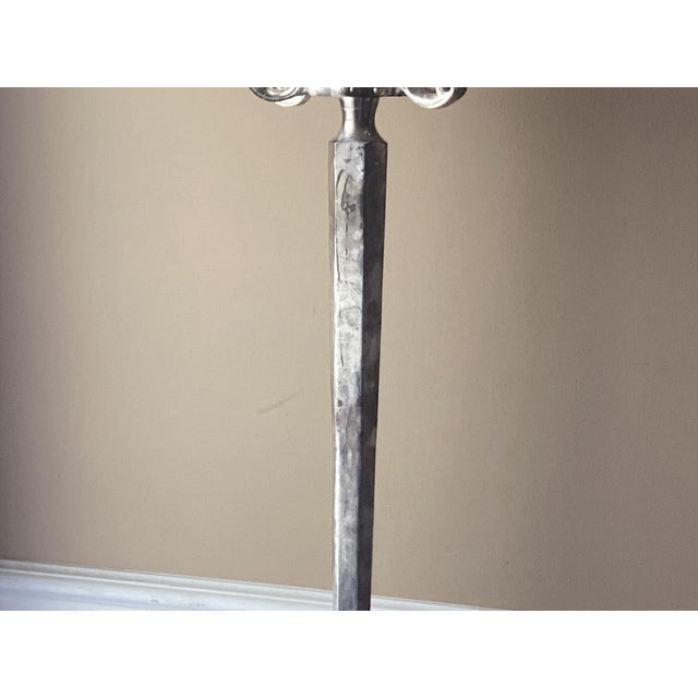 Vintage Church Altar Holy Water Font & Candelabra, 33 3/4”t., Silver Plate, 11 Lb For Sale - Image 12 of 12
