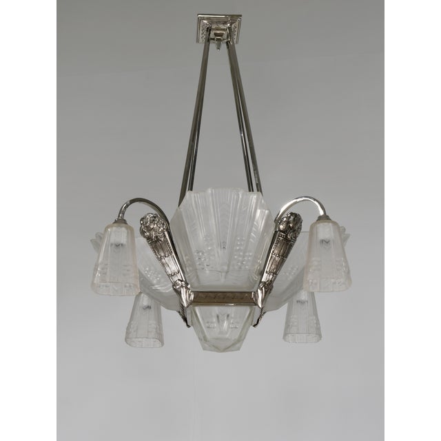 Ezan French Art Deco Chandelier by Jean Gauthier 1930 France For Sale - Image 4 of 11