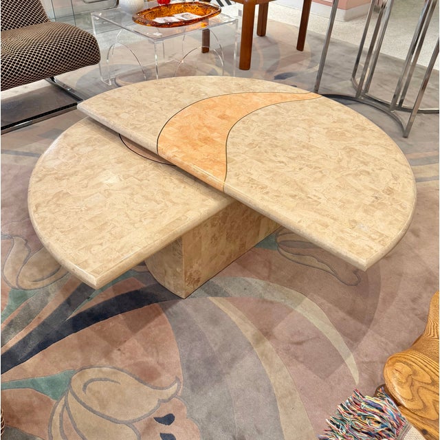 1990s Vintage Tessellated Travertine Swivel Coffee Table by Casa Bique For Sale - Image 5 of 14