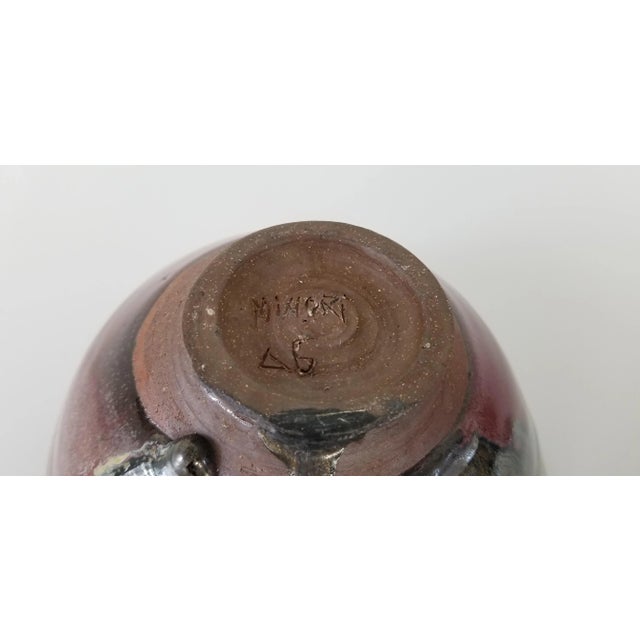1980s Mindri Artistic Art Glaze Pottery Bowl For Sale - Image 9 of 11