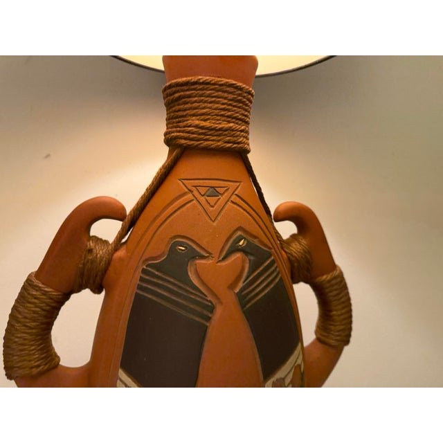 Mid 20th Century Southwestern Tribal Terracotta Pottery Lamp For Sale - Image 10 of 12