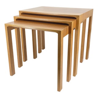 Mid-Century Nesting Tables in Walnut & Teak by Rex Raab for Wilhelm Renz, Germany, 1950s, Set of 3 For Sale