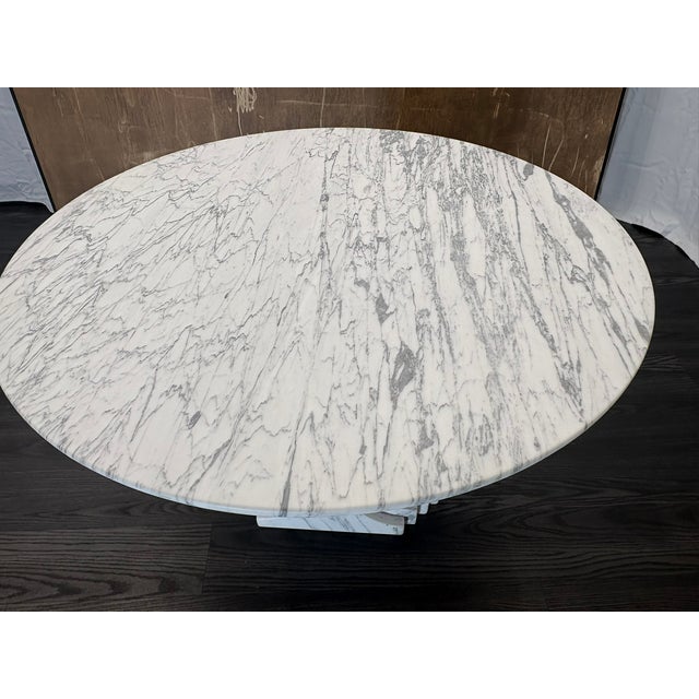 2020s Rh Restoration Hardware Strada Bistro & Entry Table | Italian Arabescato Marble For Sale - Image 5 of 18