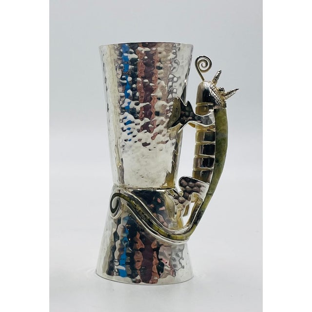 1970s Los Castillo Taxco Silver Plate & Stone Lizard Shot Glass, Mexican Silversmith For Sale - Image 13 of 18