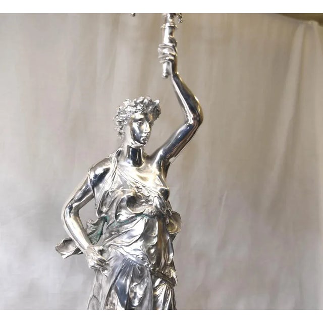 Silver Bronze Candleholders by Gregoire Figurines, Set of 2 For Sale - Image 6 of 11