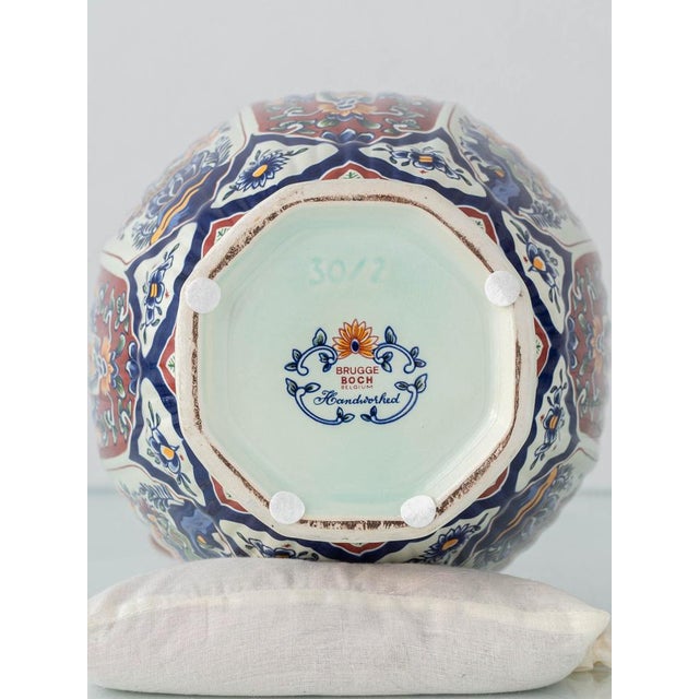 Metal Belgian Polychrome Ceramic Table Lamp from Boch Frères, 1950s For Sale - Image 7 of 16