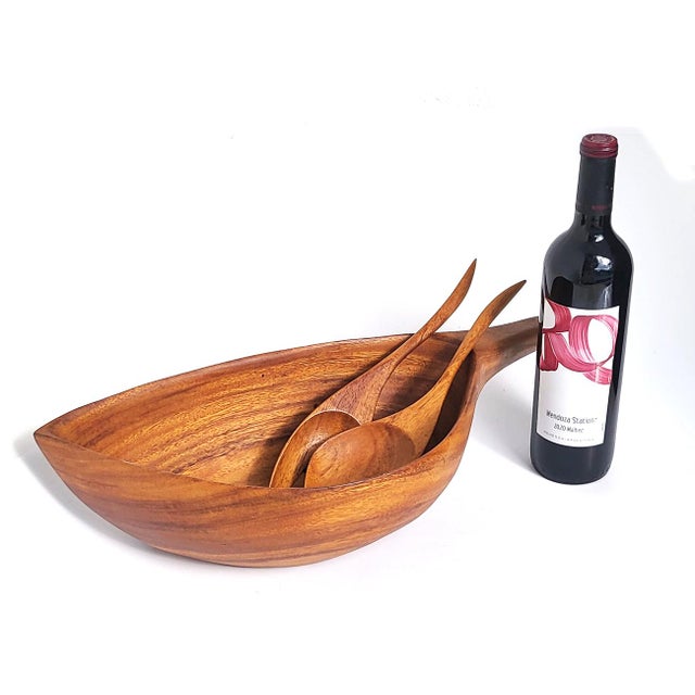 Wood Mid 20th Century Wood Bowls and Serving Utensils by Arthur Umanoff, Set of 9 For Sale - Image 7 of 10