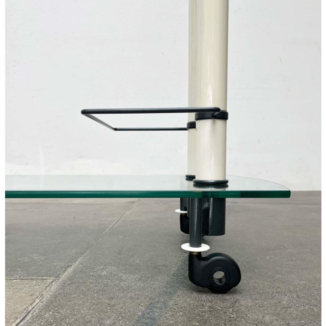 1980s Postmodern Italian Glass and Metal Bar Trolley from Metalnova, 1980s For Sale - Image 5 of 18