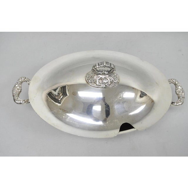 Mid 20th Century Vintage Poole Regency Style Footed Silver Plated Lidded Soup Tureen Serving Bowl For Sale - Image 5 of 15