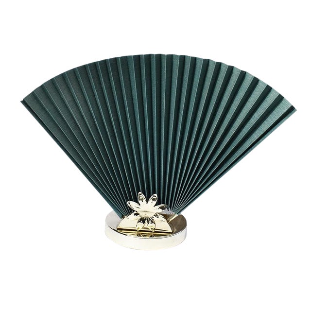 Mid 20th Century Reversible Accordion Fan Table Lamp in Green and Gold For Sale