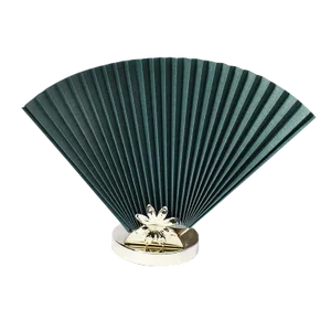 Mid 20th Century Reversible Accordion Fan Table Lamp in Green and Gold