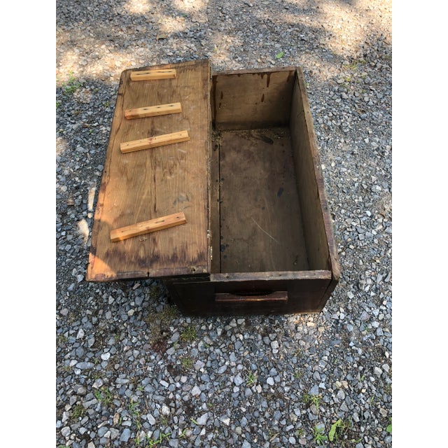 Brown 1930s Rustic Distressed Small Wooden Trunk For Sale - Image 8 of 12