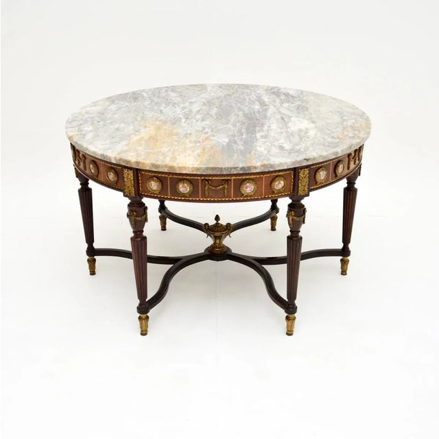 Vintage French Marble Top Coffee Table, 1930 For Sale - Image 9 of 9