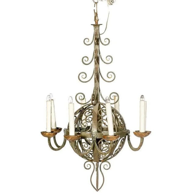 Metal Antique Spanish Revival Wrought Iron Chandelier For Sale - Image 7 of 7
