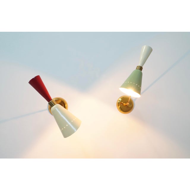Vintage Italian Diabolo Wall Lamps, 1950s, Set of 2 For Sale - Image 4 of 12