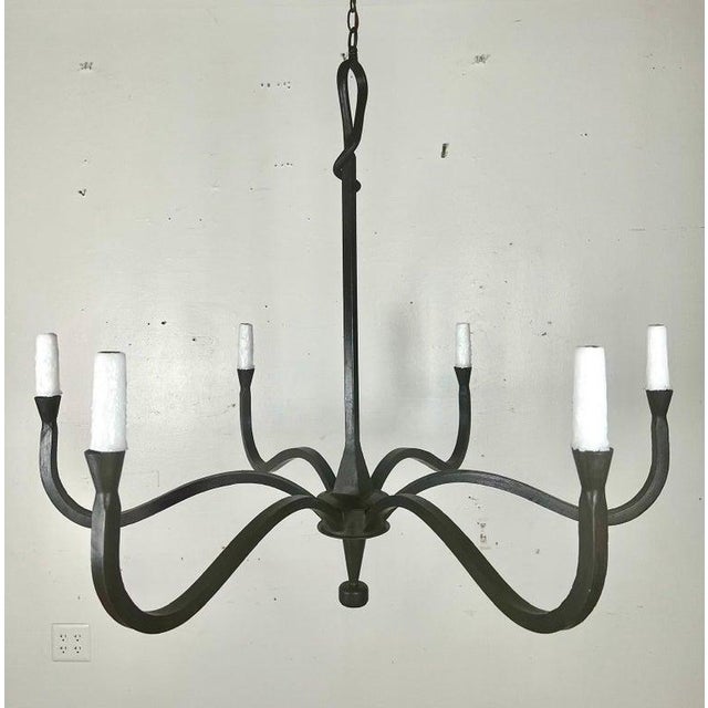 Metal Minimalist Wrought Iron Chandelier by Melissa Levinson For Sale - Image 7 of 8