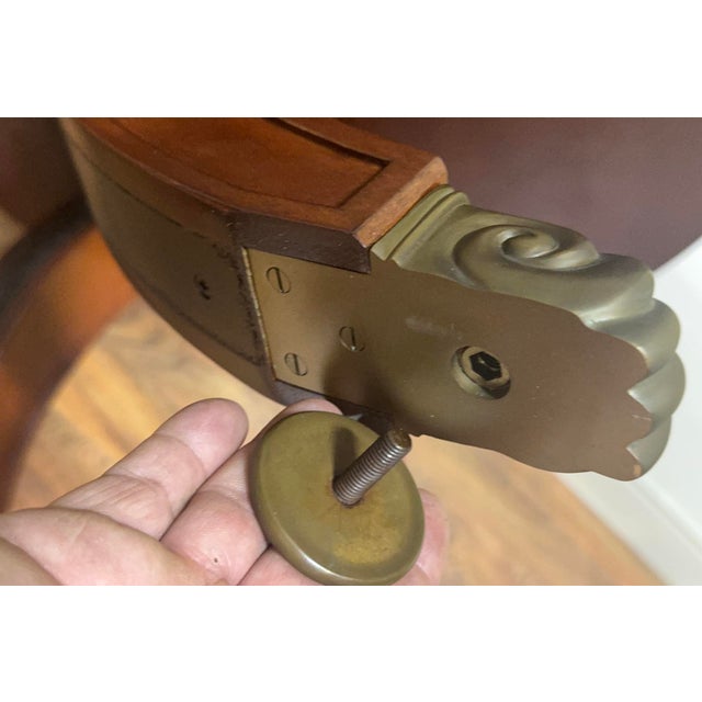 One Piece 90" Round Mahogany Dining Table Seats 10-12 People With Two-Tone Mahogany Finish by an APexclusive by AntiquePurveyor For Sale - Image 11 of 12