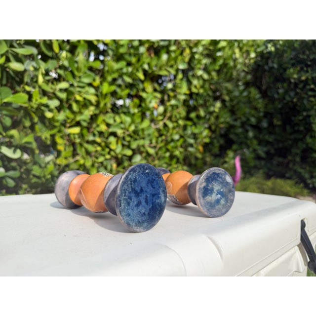 Vintage Postmodern Carved Soapstone Candlesticks , a Pair For Sale - Image 11 of 11