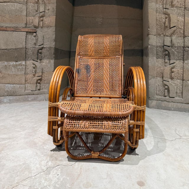 Mid-Century Italian Bamboo & Rattan Reclining Chaise Longue For Sale - Image 9 of 18