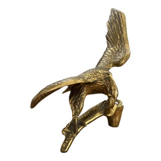 Vintage Heavy Solid Brass Perched Eagle on a Branch For Sale