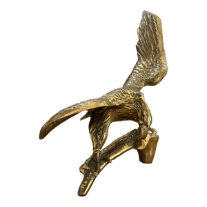 Vintage Heavy Solid Brass Perched Eagle on a Branch
