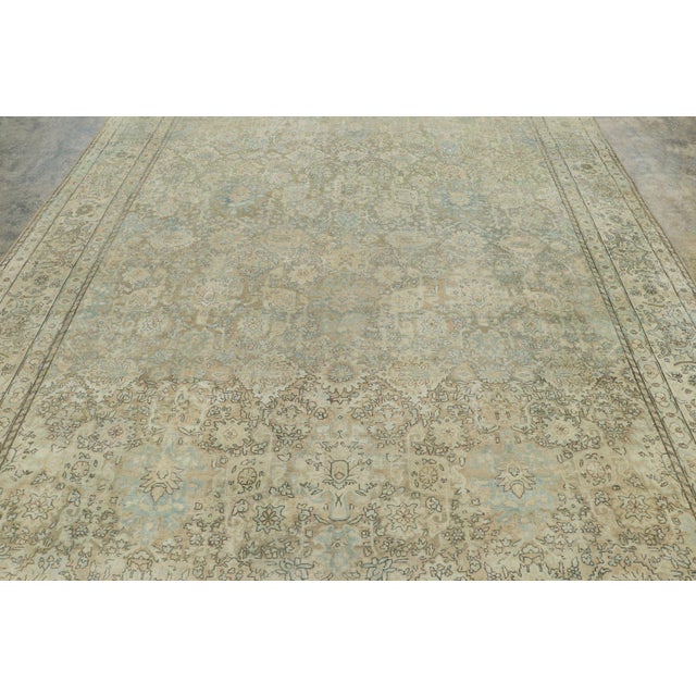 Traditional Antique Persian Kerman Lavar Rug in Ivory and Sky Blue Floral Design - Rug & Kilim For Sale - Image 3 of 7