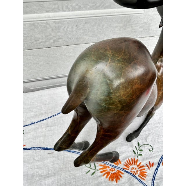 Large Late 20th Century Bronzed Brass Deer Sculpture For Sale - Image 11 of 11
