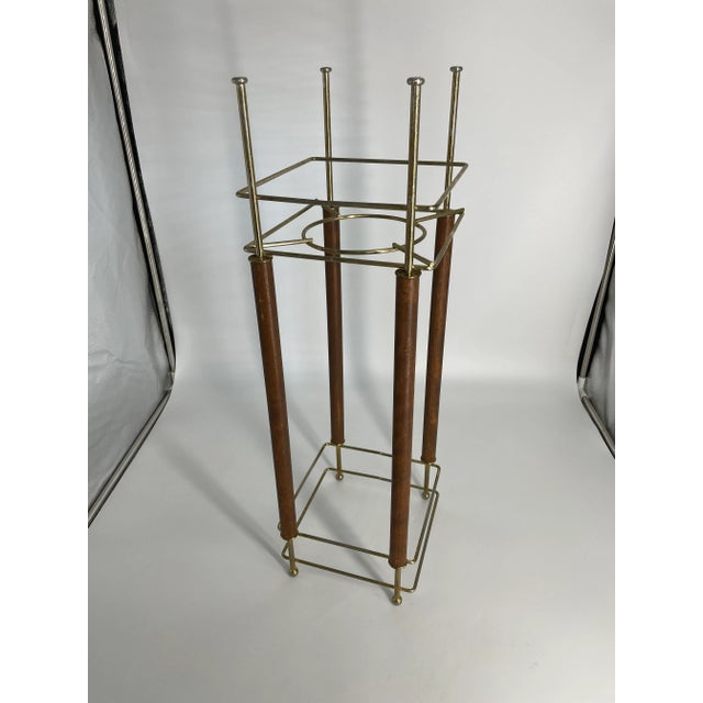 Wood Art Deco Brass and Wood Plant Stand For Sale - Image 7 of 7