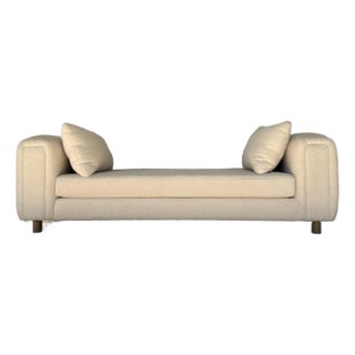 Modern Oversized Cream Faux Sheepskin Bench For Sale