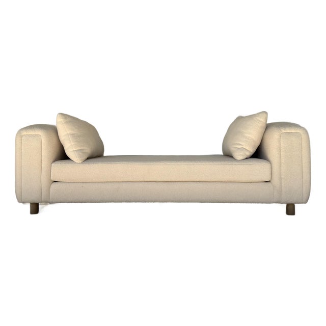 Modern Oversized Cream Faux Sheepskin Bench For Sale