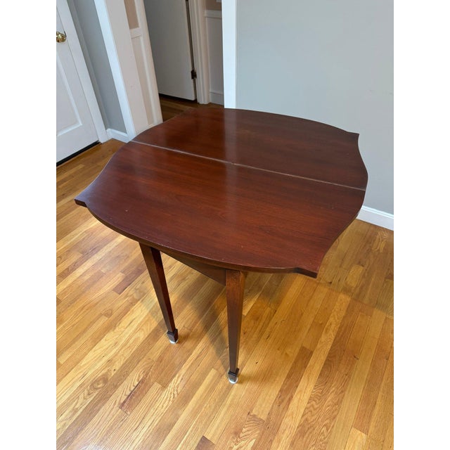 Mid 20th Century Mahogany Flip-Top Demi-Lune Game Table Console — Elegant Convertible Hall Table For Sale - Image 4 of 7