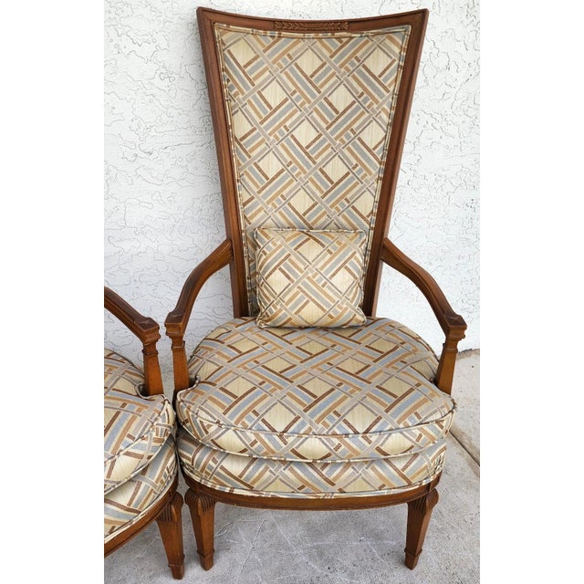 French Louis XVI High Back Accent Dining Chairs Pair For Sale - Image 10 of 18