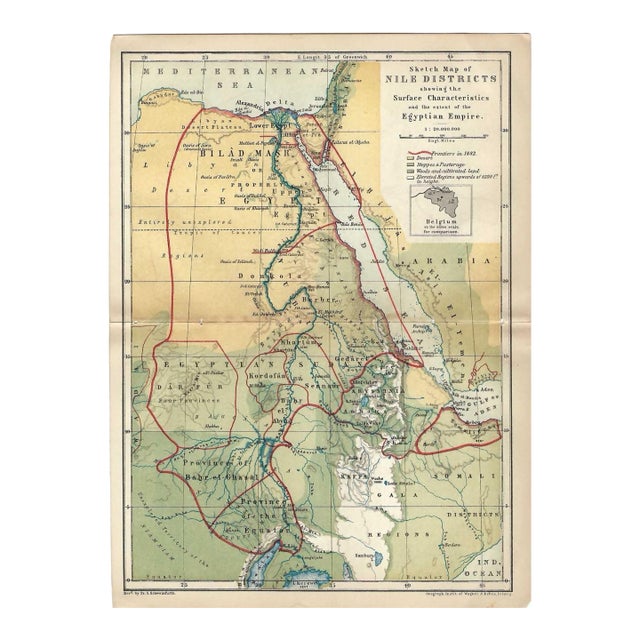 1883 Map of the Nile District in Egypt For Sale