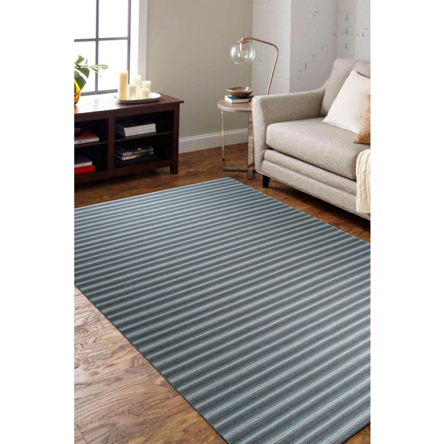 2020s 8x10 Lush Timeless Gray Stripe Modern Kilim Flatweave Wool Carpet Rug For Sale - Image 5 of 8
