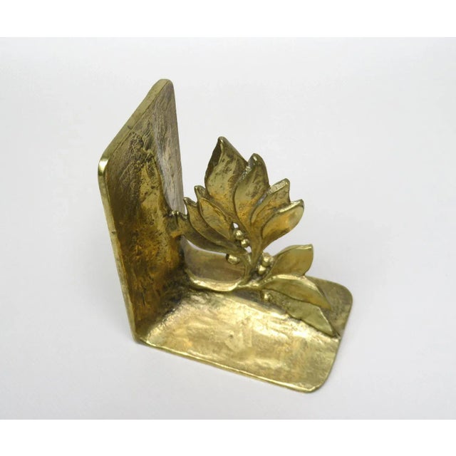 Brutalist Style Bronze Bookends with Floral Elements, 1970s, Set of 2 For Sale - Image 12 of 18