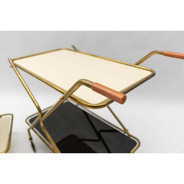 Mid-Century Modern Brass and Glass Serving Carts, 1950s, Set of 2 For Sale - Image 11 of 18