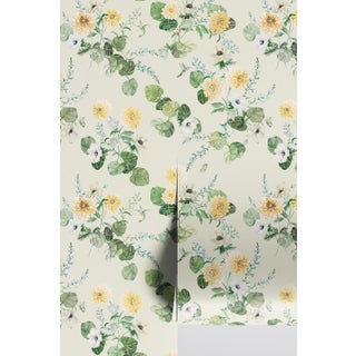 Chirp Society Floral Grasscloth Wallpaper by House Party | Secret Garden Green | 6 Yards For Sale