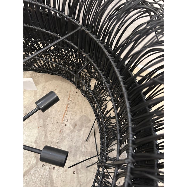 Black Arteriors Filamento Black Rattan Chandelier For Sale - Image 8 of 10