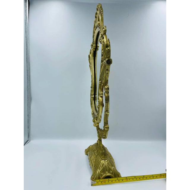 Late 20th Century Heavy Brass Classical-Style Vanity Mirror For Sale - Image 11 of 12