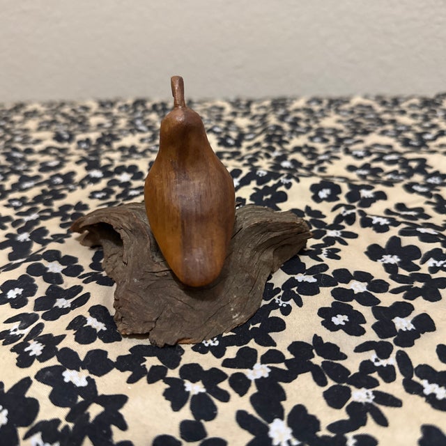 Mid-Century Modern Hand-Carved Wood Quail Sculpture on Driftwood Base For Sale - Image 4 of 4