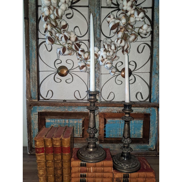 Pair of Antique Victorian Rococo Revival Silverplate Candlesticks, 12 Inches Tall For Sale - Image 14 of 18