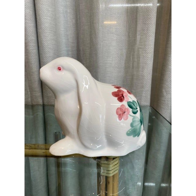1970s Italian Hand-Painted Bunnies , Pair For Sale - Image 5 of 7