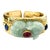 Bochic “Orient” Ruby, Sapphires & Mint Jade Cuff Set in 18 K Gold & Silver For Sale