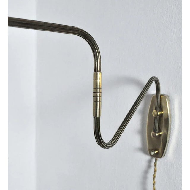 Gold Danish Brass Swing Arm Wall Lamp, 1950s For Sale - Image 8 of 12