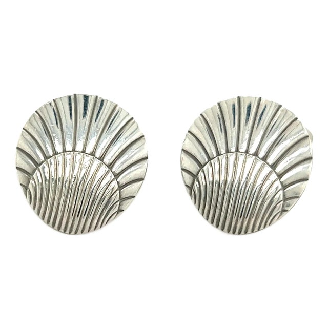 Georg Jensen Authentic Estate Seashell Cufflinks Silver, 2 pieces For Sale