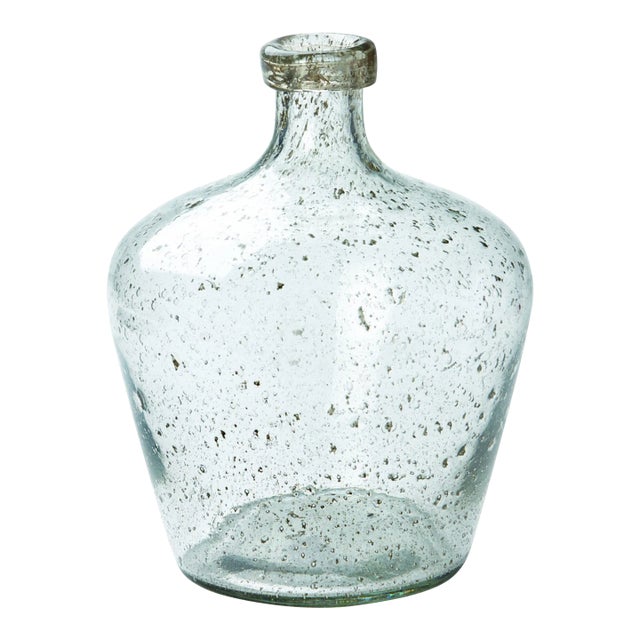 Seeded Pebble Hand Blown Glass Vase For Sale