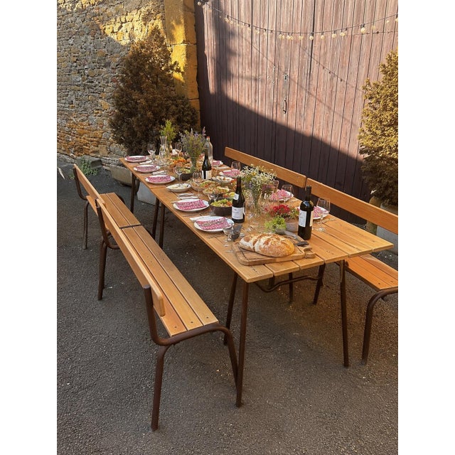 Metal Vintage School Benches, 1970s, Set of 2 For Sale - Image 7 of 8