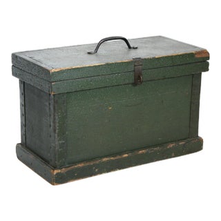 Late 20th Century Green Wood Toolbox For Sale